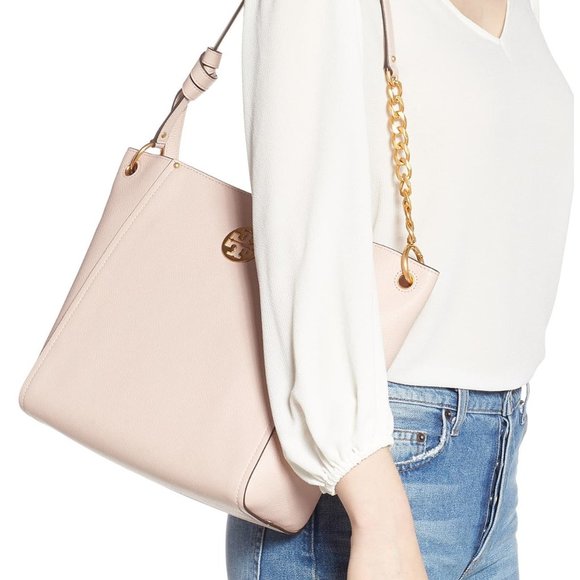 TORY BURCH Everly Leather Hobo - Picture 2 of 10